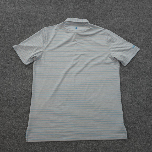 Johnnie O Polo Shirt Mens Large Grey Striped Newton Performance Golfing Prep - Picture 6 of 10